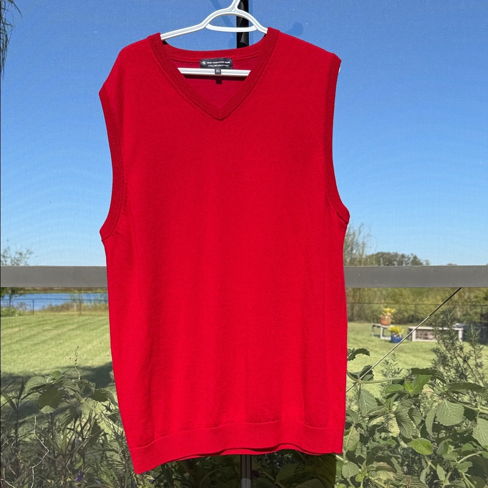 Hart Schaffner Marx Red V-Neck Sweater Vest